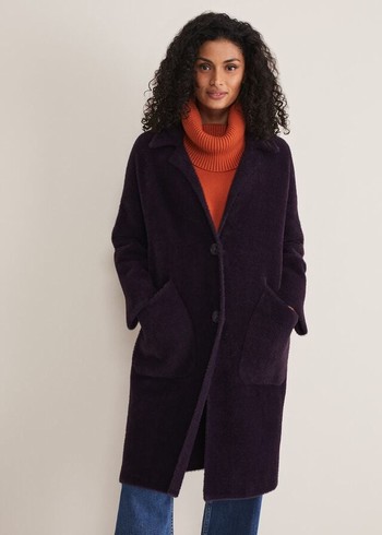 Phase Eight Floressa Fluffy Coats Burgundy Canada | VYMPSX-502